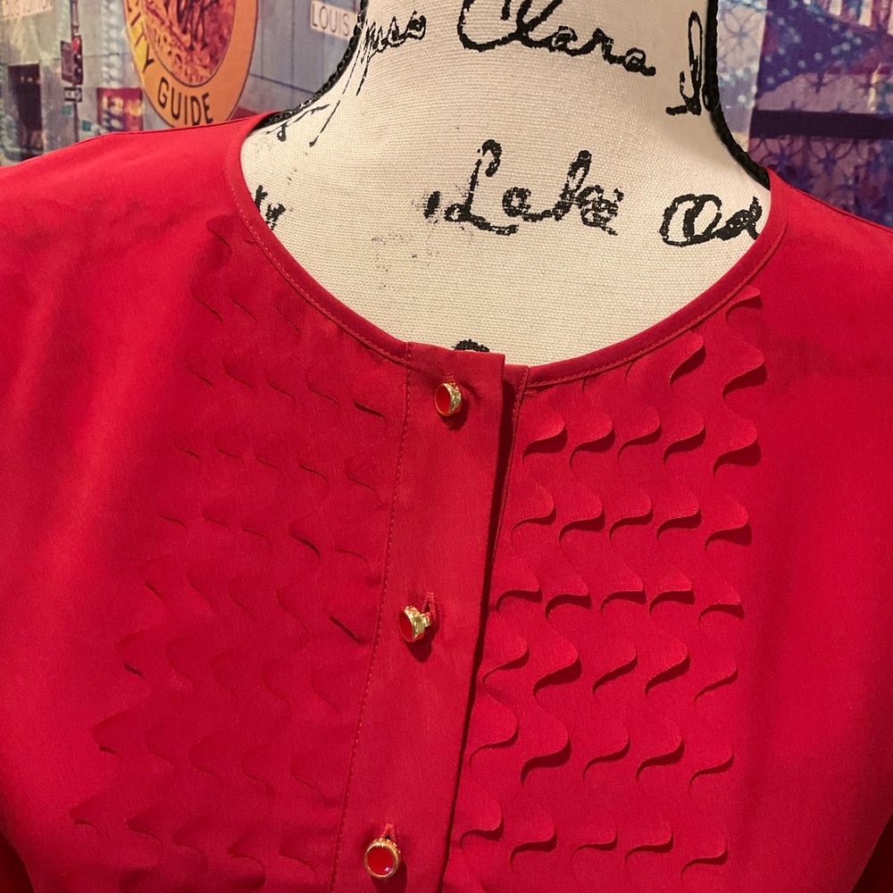 Ted Baker Red Long Sleeve Mandarin Collar Dress - Picture 3 of 8
